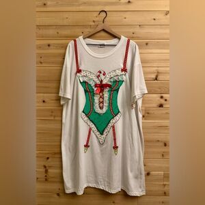 Vintage NWT Sensual Teeze Size 2X Plus Christmas Sexy Garter Novelty Night Shirt